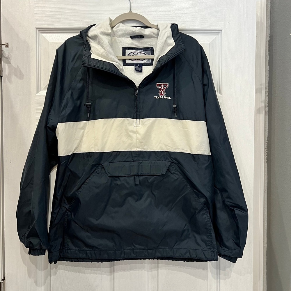 C.C. Creations Windbreaker Nylon Cotton Texas A&M VNTG Collegiate Navy Cream S